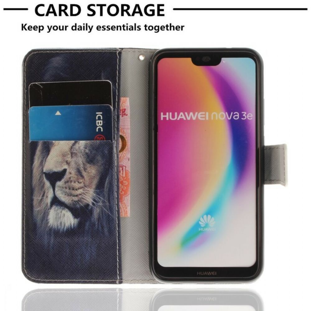 Flip Case voor Huawei P20 Lite Droomende Leeuw