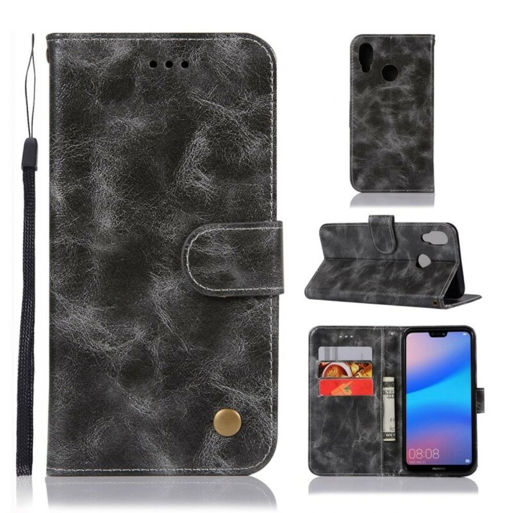 Folio-hoesje voor Huawei P20 Lite Met Ketting Vintage Lederlook Band