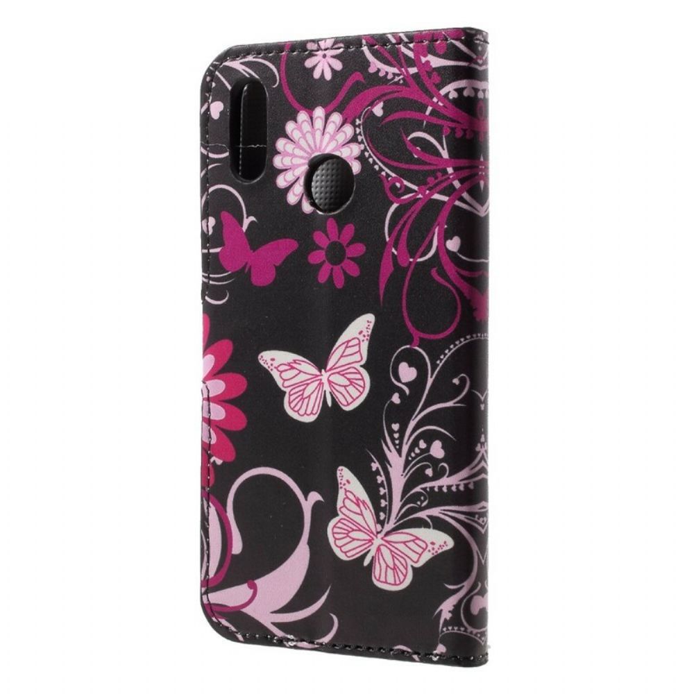 Folio-hoesje voor Huawei P20 Lite Vlinders En Bloemen