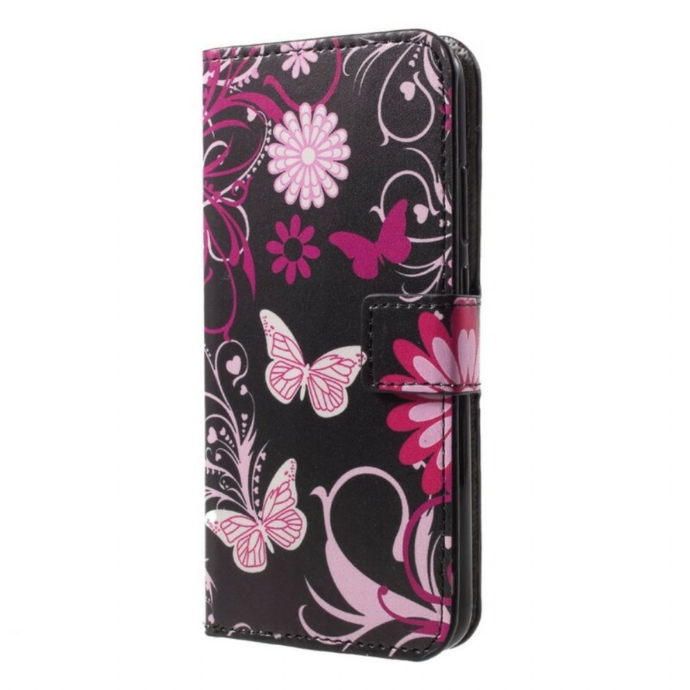 Folio-hoesje voor Huawei P20 Lite Vlinders En Bloemen