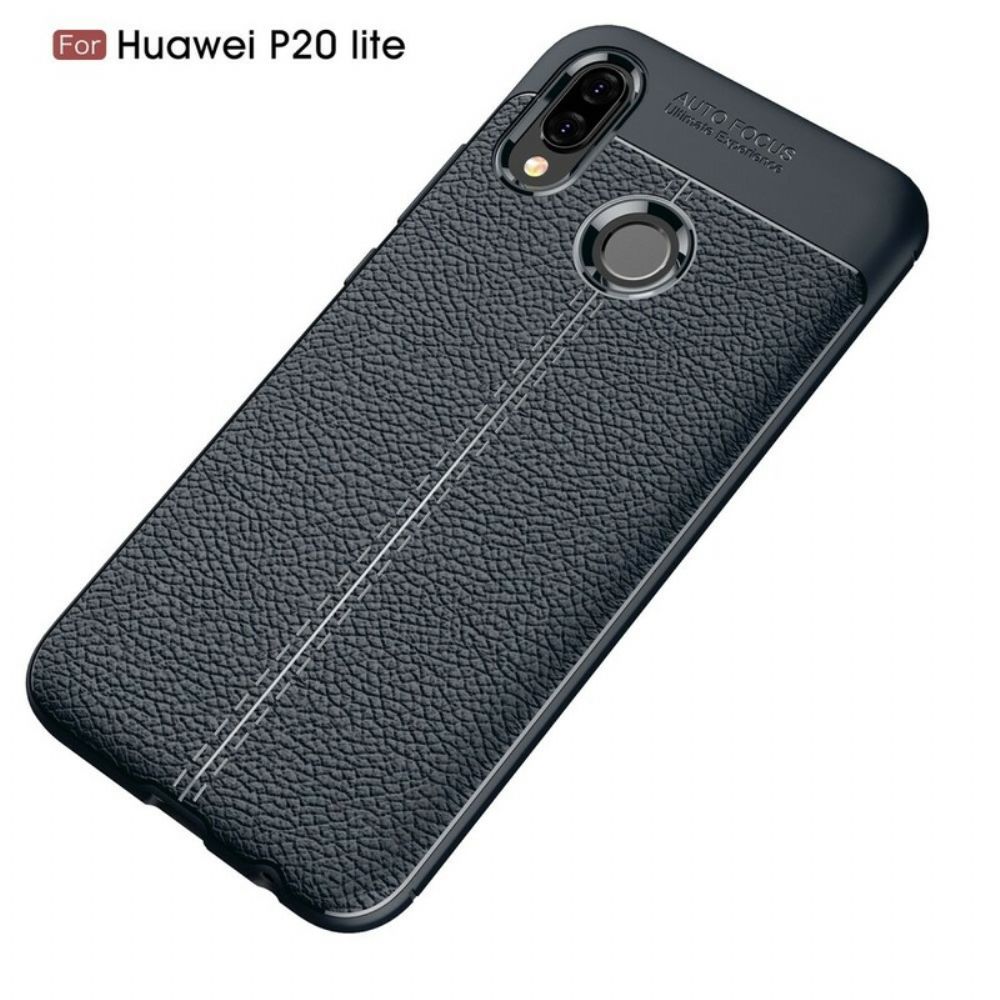 Hoesje voor Huawei P20 Lite Dubbele Lijn Litchi Leereffect