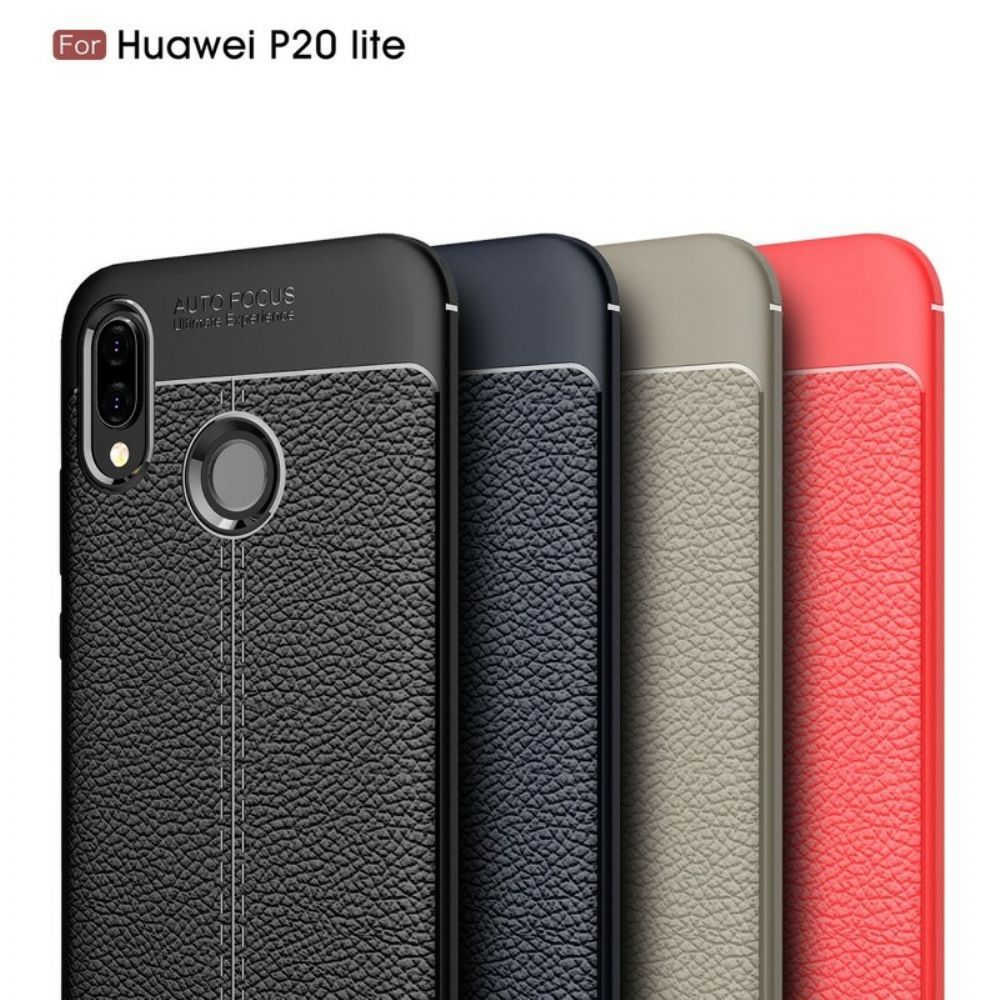 Hoesje voor Huawei P20 Lite Dubbele Lijn Litchi Leereffect