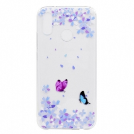 Hoesje voor Huawei P20 Lite Transparante Vlinders En Bloemen