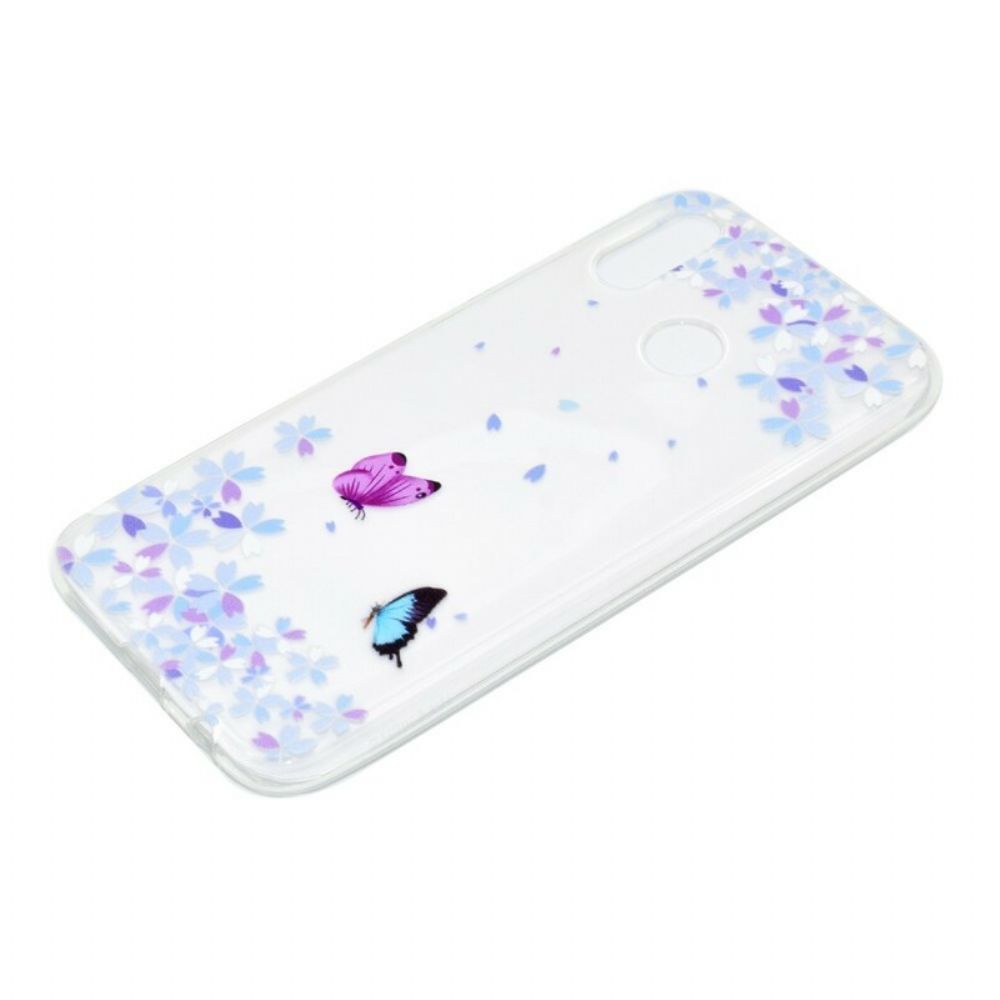 Hoesje voor Huawei P20 Lite Transparante Vlinders En Bloemen