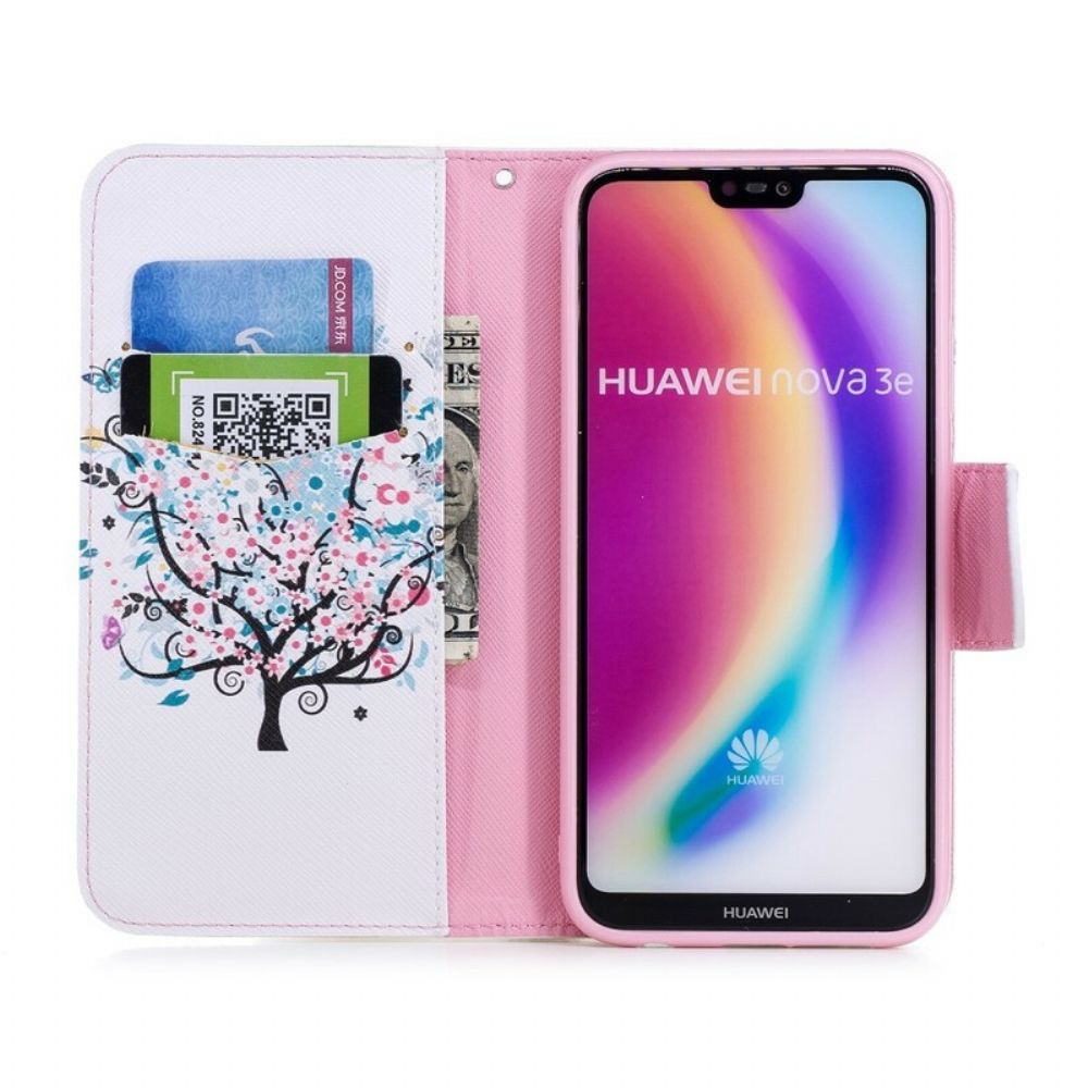 Leren Hoesje voor Huawei P20 Lite Bloemrijke Boom