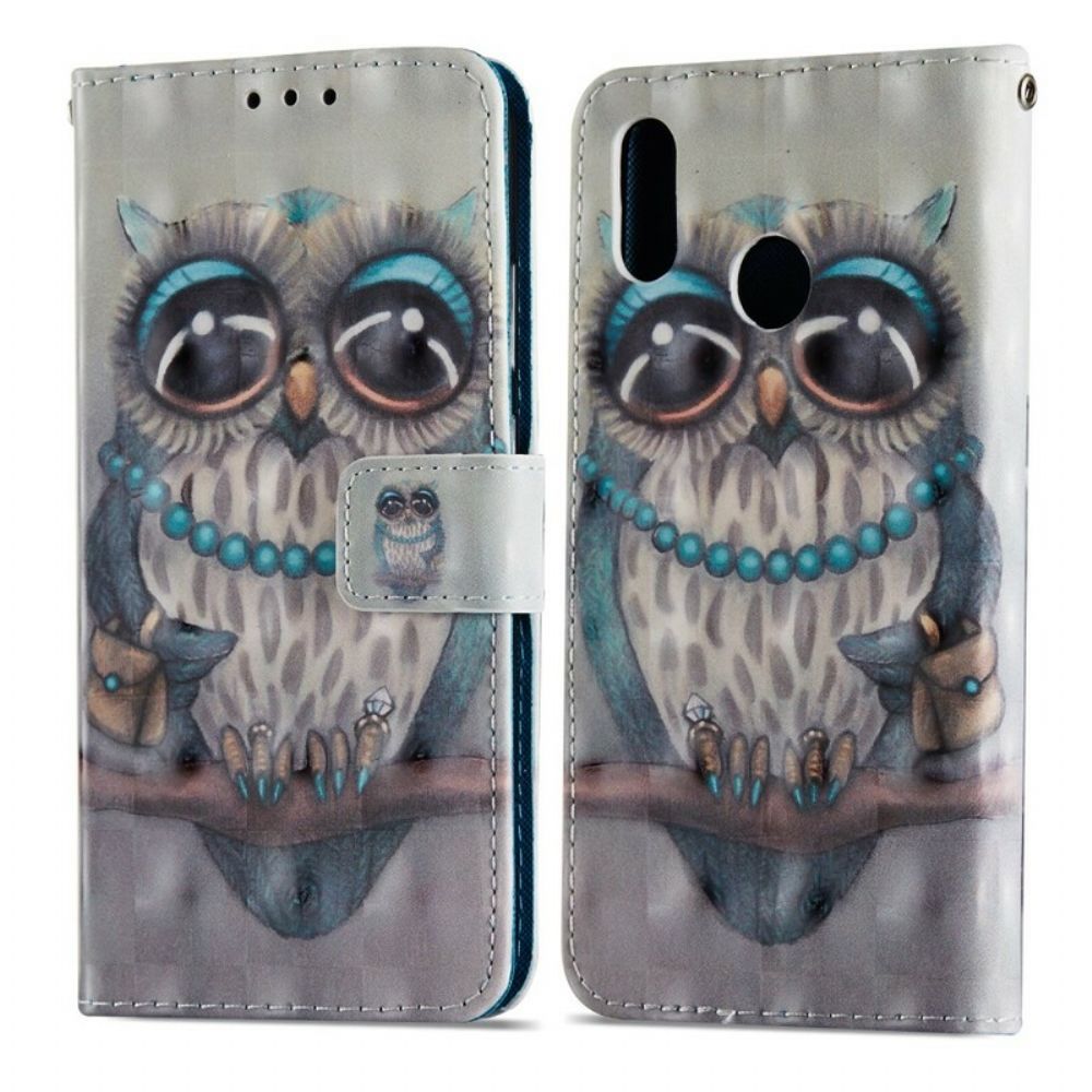 Leren Hoesje voor Huawei P20 Lite Miss Uil 3d