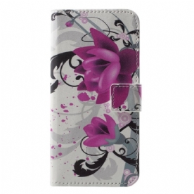 Leren Hoesje voor Huawei P20 Lite Tropische Bloemen