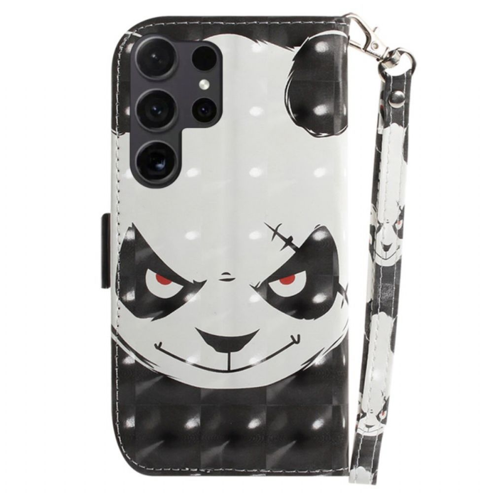 Bescherming Hoesje Samsung Galaxy S24 Ultra 5g Boze Panda Met Riem