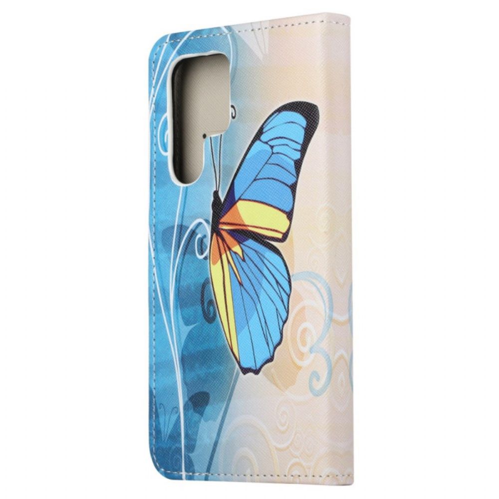 Bescherming Hoesje Samsung Galaxy S24 Ultra 5g Gele En Blauwe Vlinder