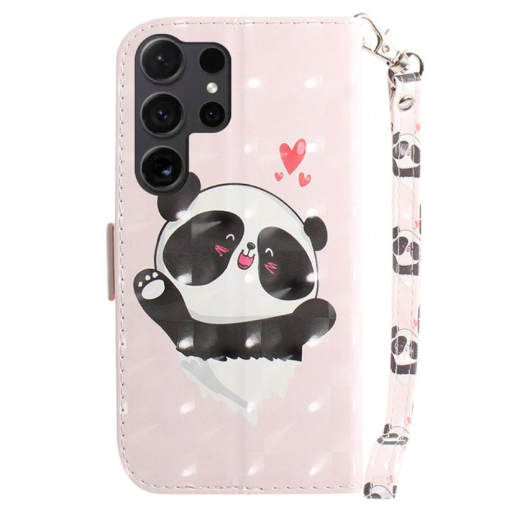 Bescherming Hoesje Samsung Galaxy S24 Ultra 5g Panda Love Met Riem