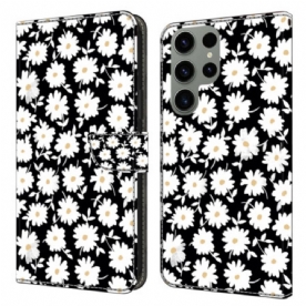 Flip Case Leren Samsung Galaxy S24 Ultra 5g Bloemmotief