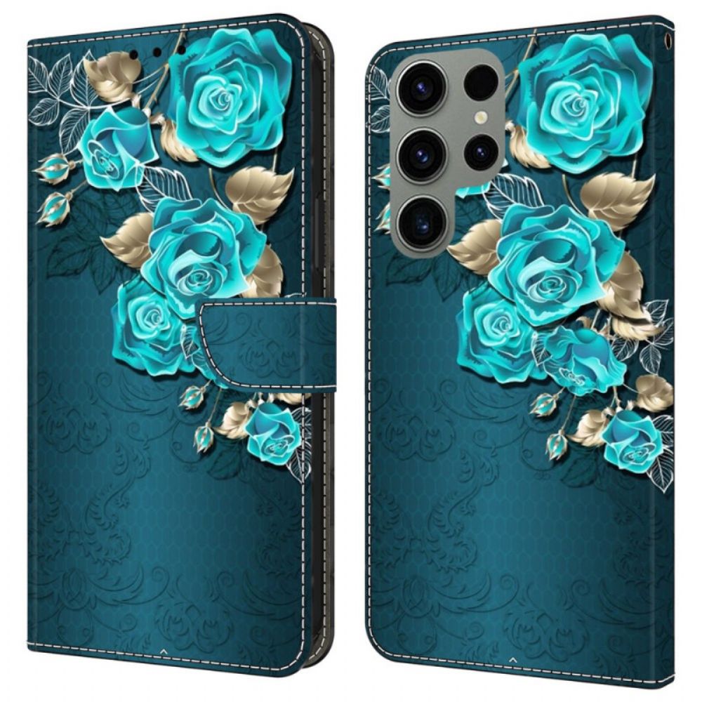 Folio-hoesje Samsung Galaxy S24 Ultra 5g Blauwe Rozen