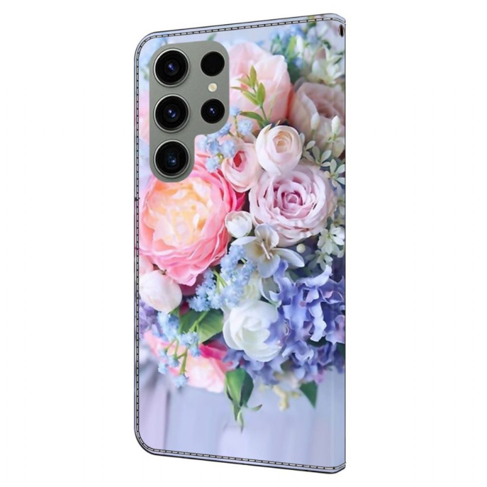 Folio-hoesje Samsung Galaxy S24 Ultra 5g Kleurrijke Bloemen