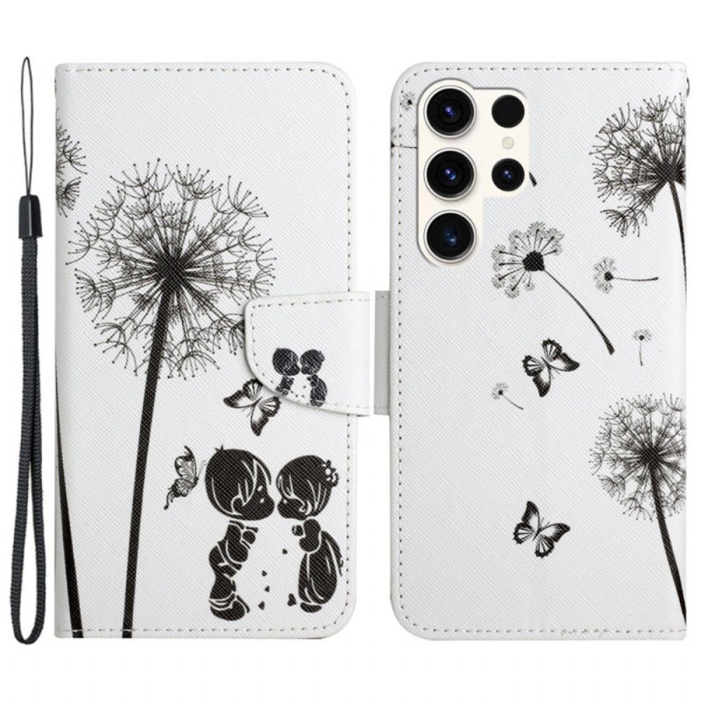 Folio-hoesje Samsung Galaxy S24 Ultra 5g Paardenbloem Met Riempje