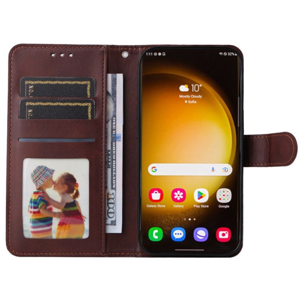 Folio-hoesje Samsung Galaxy S24 Ultra 5g Telefoonhoesje Effen Met Riem