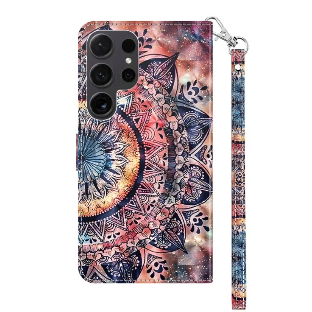 Folio-hoesje Samsung Galaxy S24 Ultra 5g Telefoonhoesje Kleurrijke Mandala Met Riempje