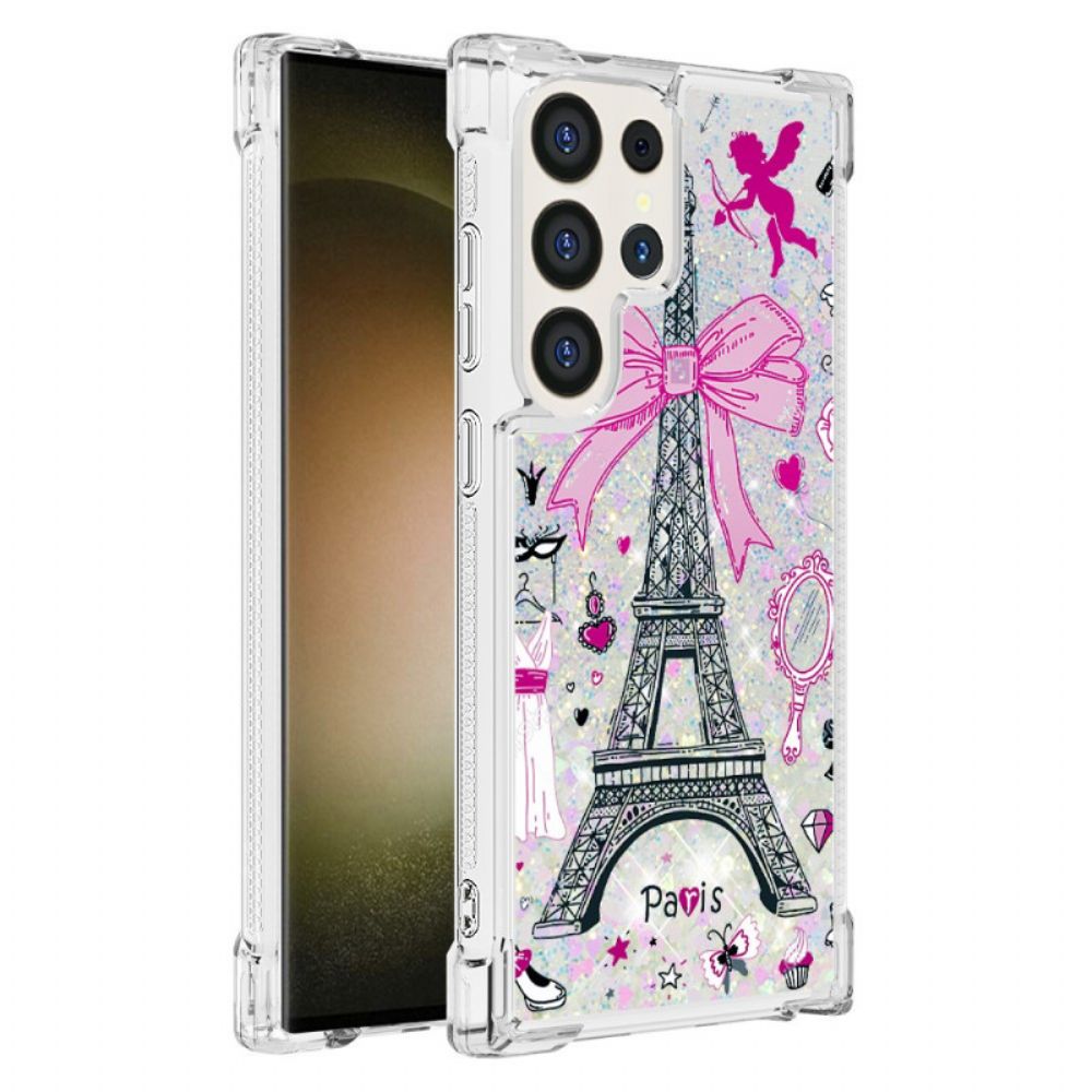 Hoesje Samsung Galaxy S24 Ultra 5g Eiffeltoren Glitter