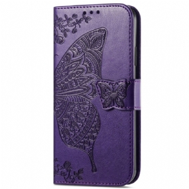 Leren Hoesje Samsung Galaxy S24 Ultra 5g Barok Vlinder Met Riem Bescherming Hoesje