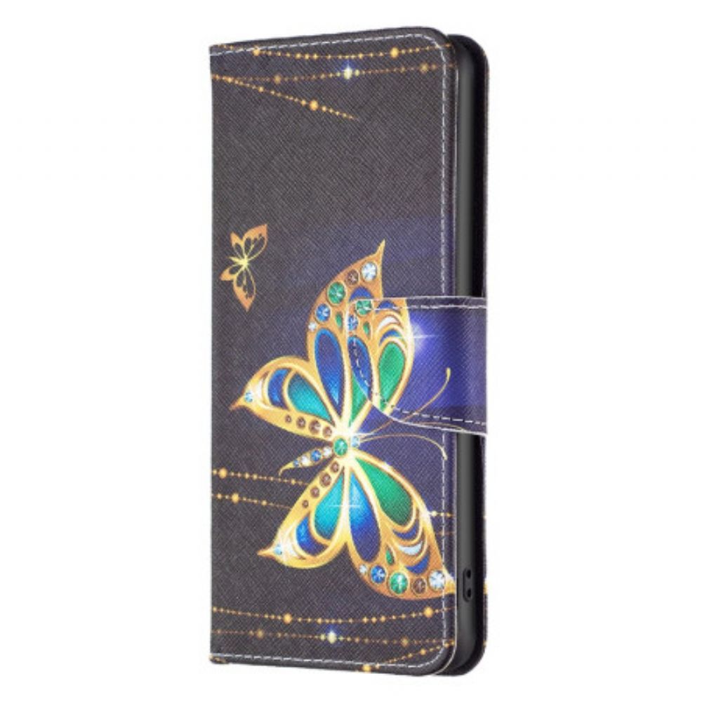 Leren Hoesje Samsung Galaxy S24 Ultra 5g Vlindersieraden Bescherming Hoesje