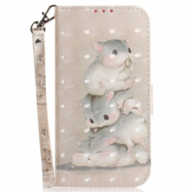 Leren Hoesje Voor Samsung Galaxy S24 Ultra 5g Hamsters Met Riem