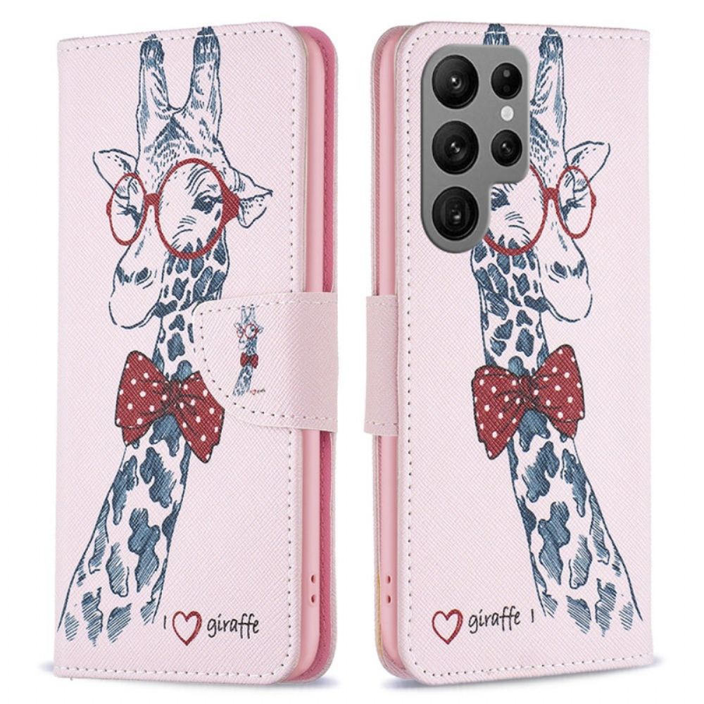 Leren Hoesje Voor Samsung Galaxy S24 Ultra 5g Intellectuele Giraffe