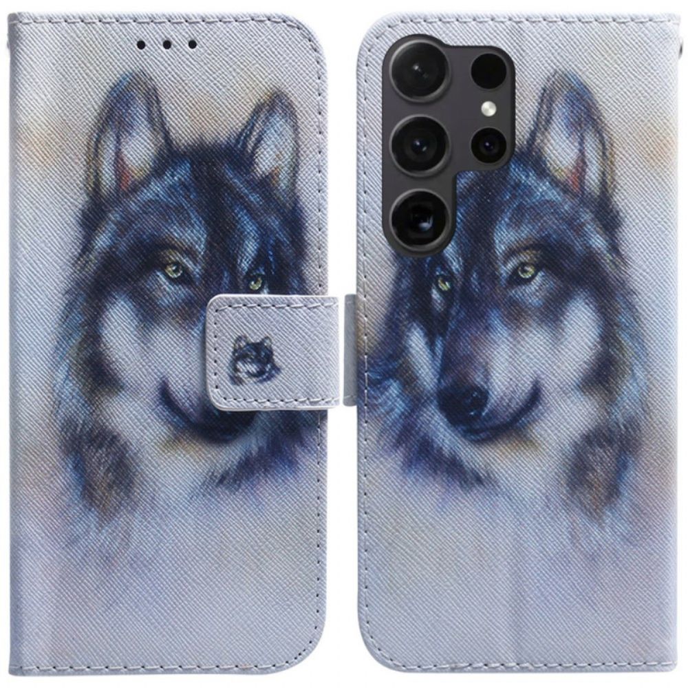 Leren Hoesje Voor Samsung Galaxy S24 Ultra 5g Wolvenaquarel