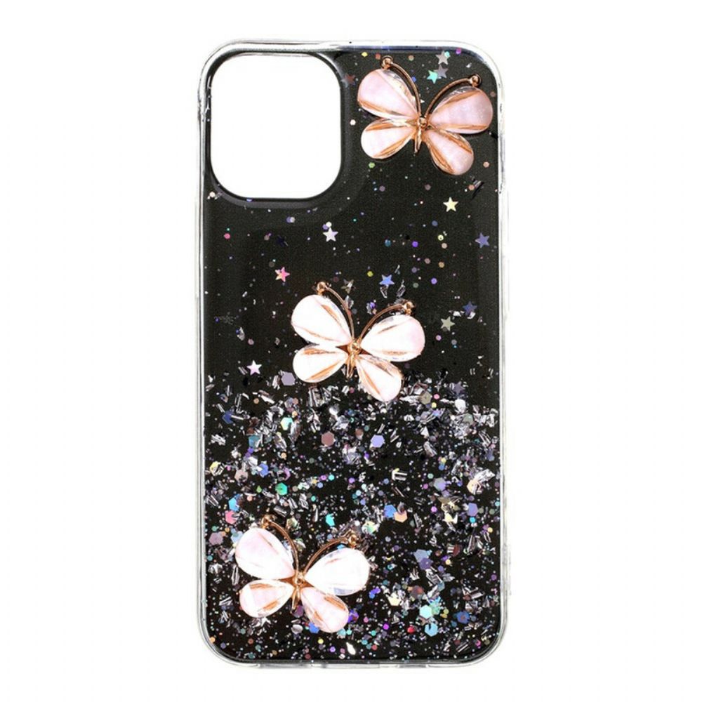 Hoesje voor iPhone 12 Pro Max 3d Vlinders Pailletten