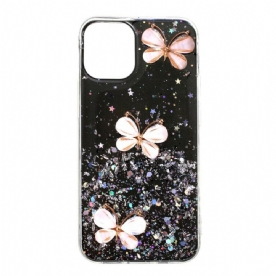 Hoesje voor iPhone 12 Pro Max 3d Vlinders Pailletten