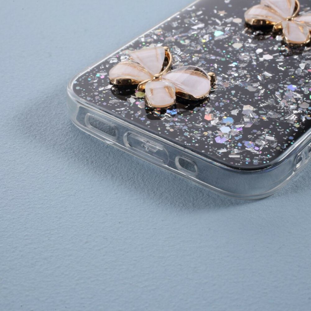 Hoesje voor iPhone 12 Pro Max 3d Vlinders Pailletten