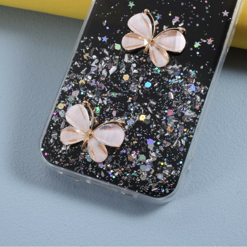 Hoesje voor iPhone 12 Pro Max 3d Vlinders Pailletten