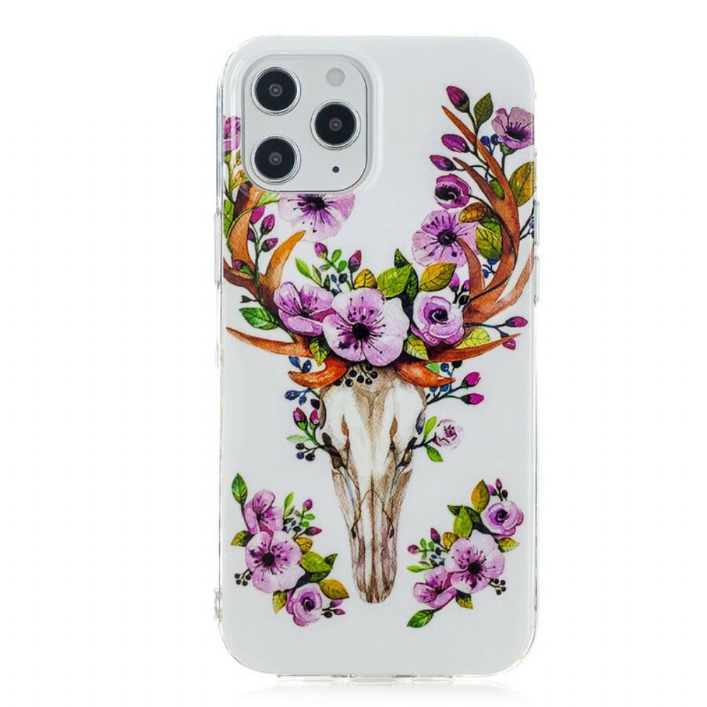 Hoesje voor iPhone 12 Pro Max Fluorescerende Eland Met Bloemen