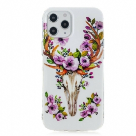 Hoesje voor iPhone 12 Pro Max Fluorescerende Eland Met Bloemen