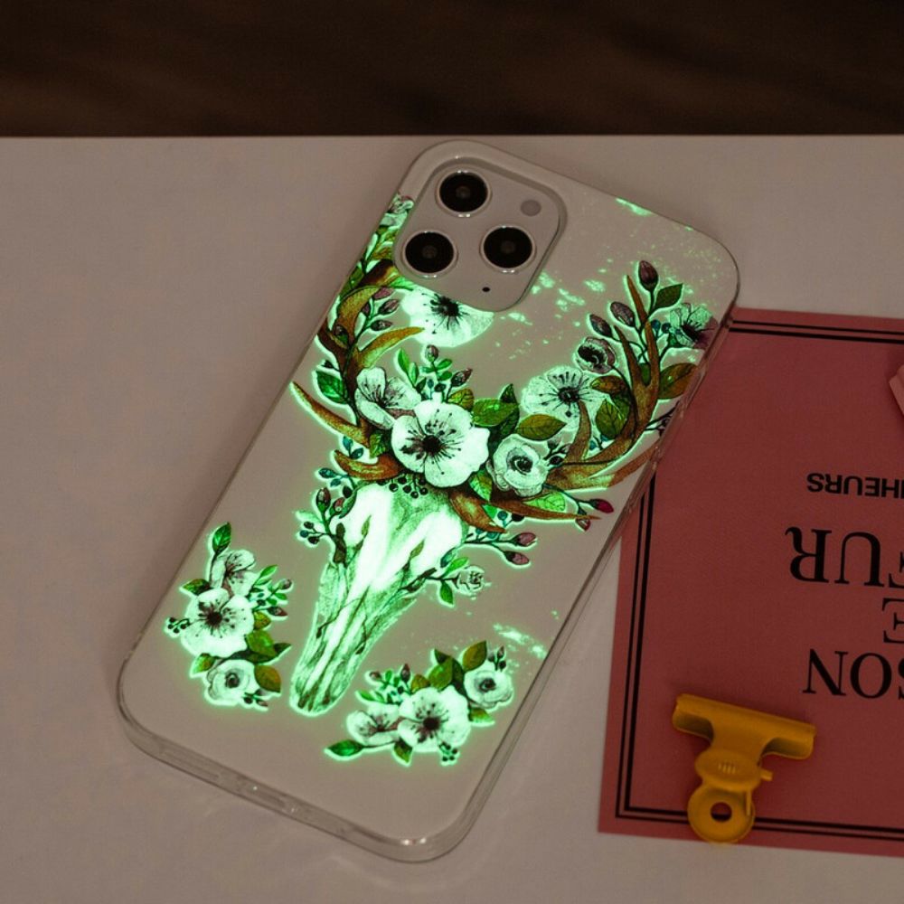 Hoesje voor iPhone 12 Pro Max Fluorescerende Eland Met Bloemen