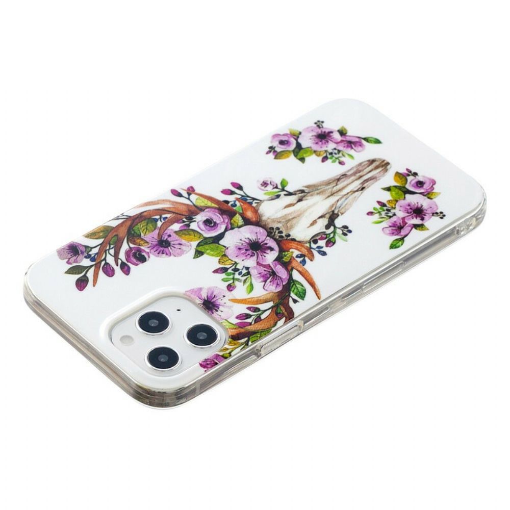 Hoesje voor iPhone 12 Pro Max Fluorescerende Eland Met Bloemen