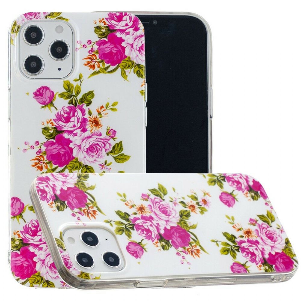 Hoesje voor iPhone 12 Pro Max Fluorescerende Vrijheidsbloemen