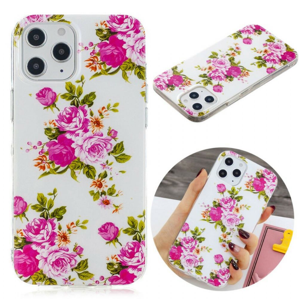 Hoesje voor iPhone 12 Pro Max Fluorescerende Vrijheidsbloemen