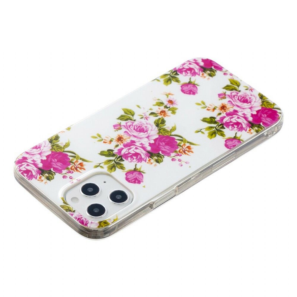 Hoesje voor iPhone 12 Pro Max Fluorescerende Vrijheidsbloemen