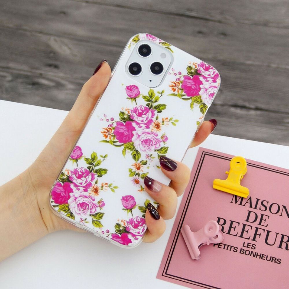 Hoesje voor iPhone 12 Pro Max Fluorescerende Vrijheidsbloemen