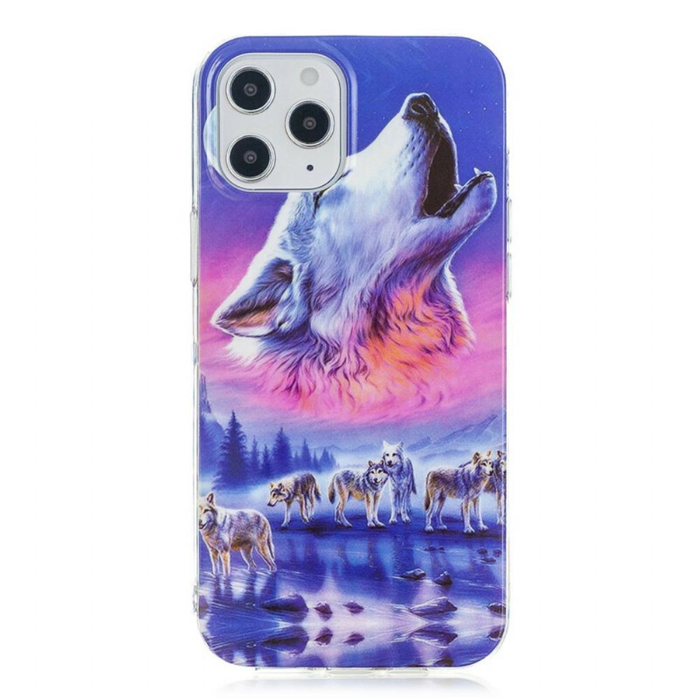 Hoesje voor iPhone 12 Pro Max Fluorescerende Wolf-serie