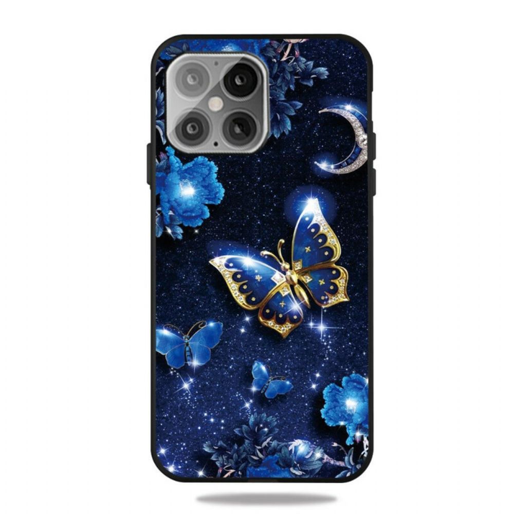 Hoesje voor iPhone 12 Pro Max Maan Nacht Vlinder