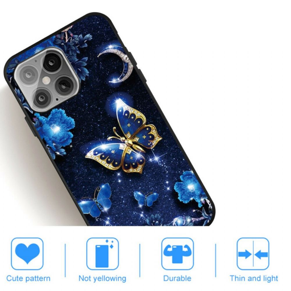 Hoesje voor iPhone 12 Pro Max Maan Nacht Vlinder