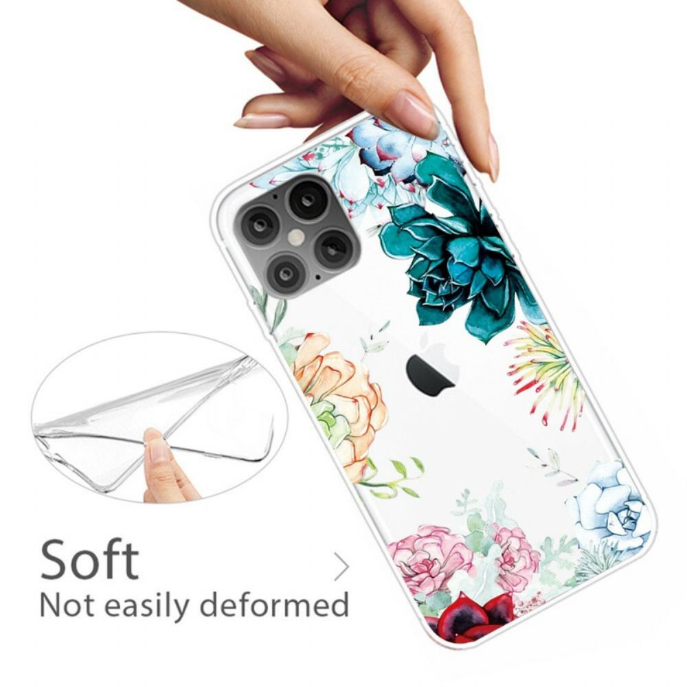 Hoesje voor iPhone 12 Pro Max Naadloze Aquarelbloemen