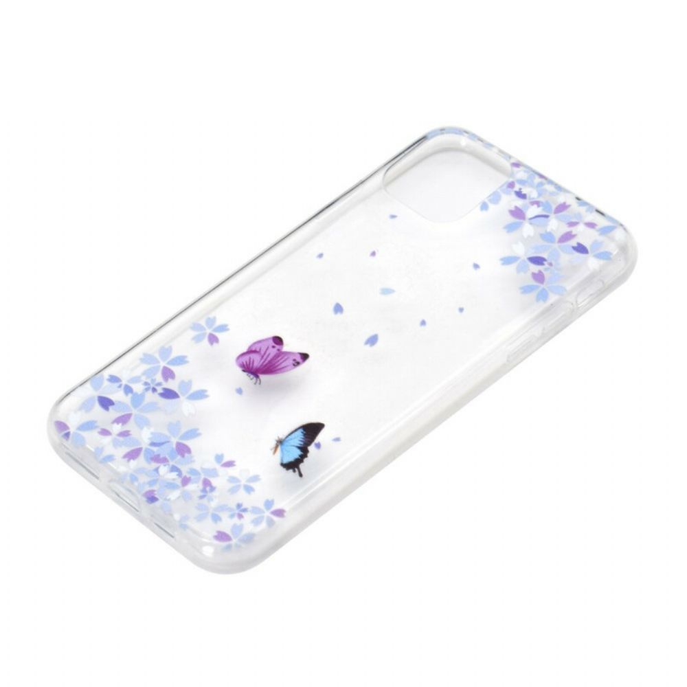 Hoesje voor iPhone 12 Pro Max Transparante Vlinders En Bloemen