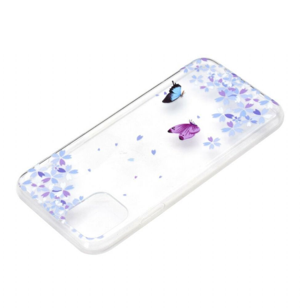 Hoesje voor iPhone 12 Pro Max Transparante Vlinders En Bloemen