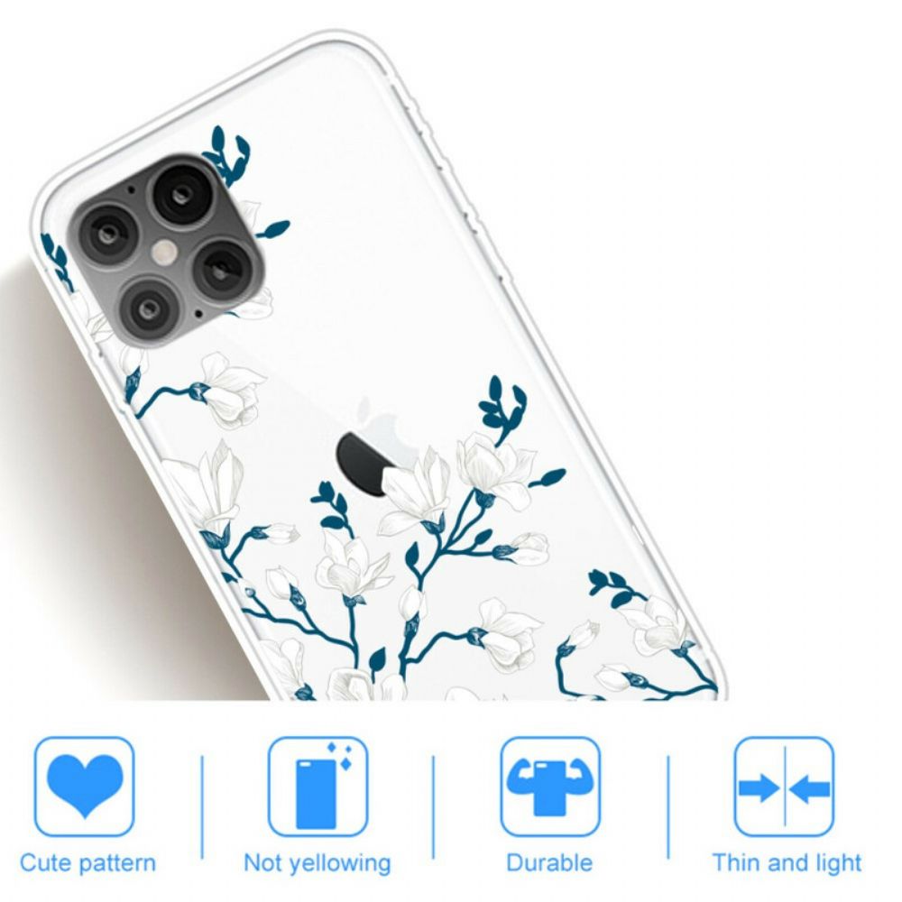 Telefoonhoesje voor iPhone 12 Pro Max Witte Bloemen