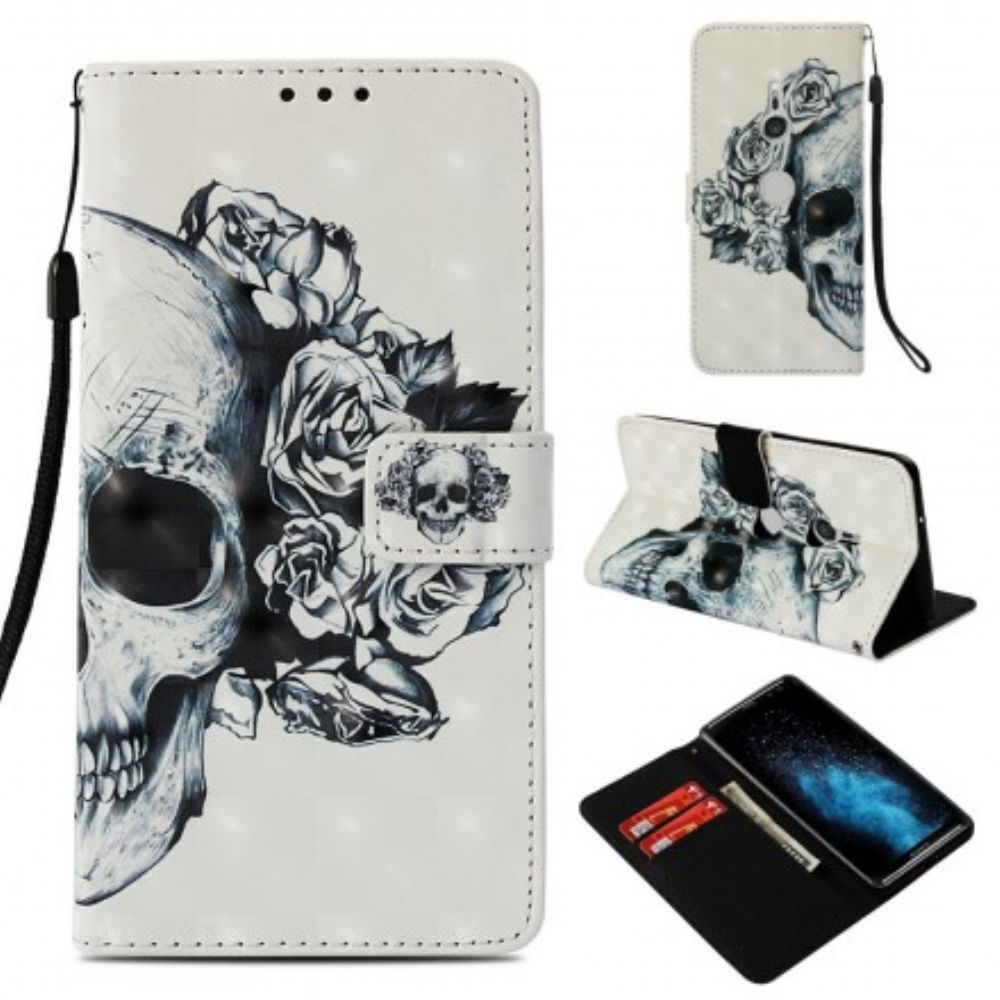 Flip Case voor Sony Xperia XZ3 Bloemenschedel