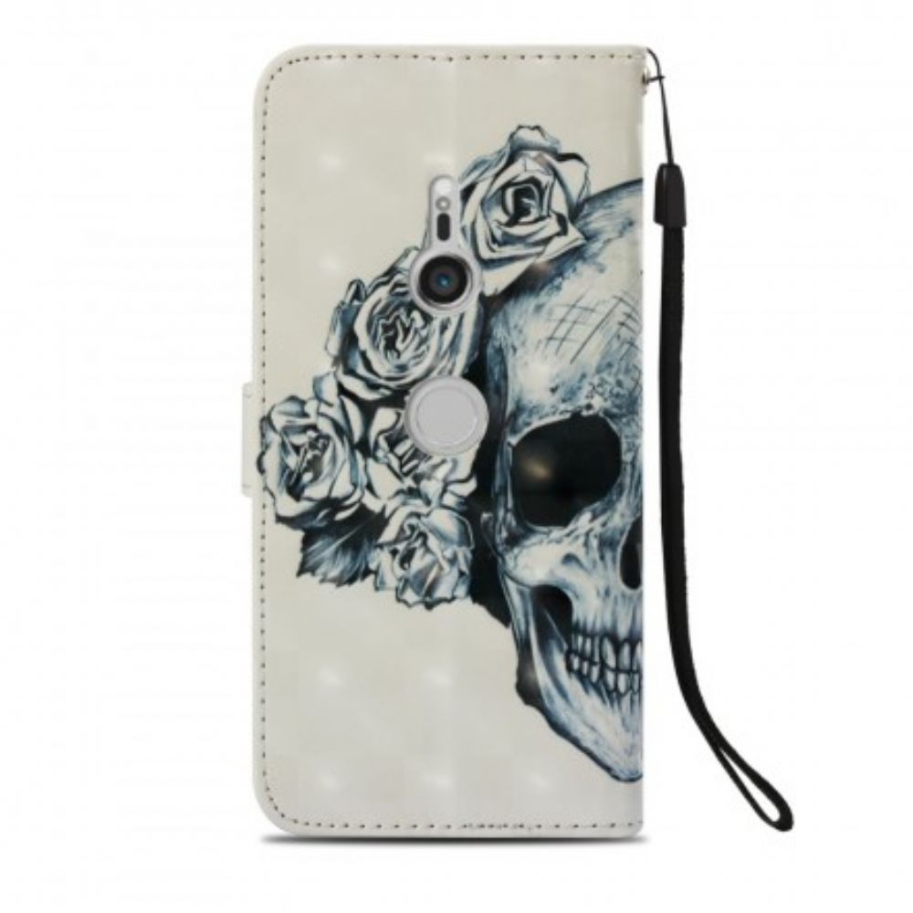 Flip Case voor Sony Xperia XZ3 Bloemenschedel