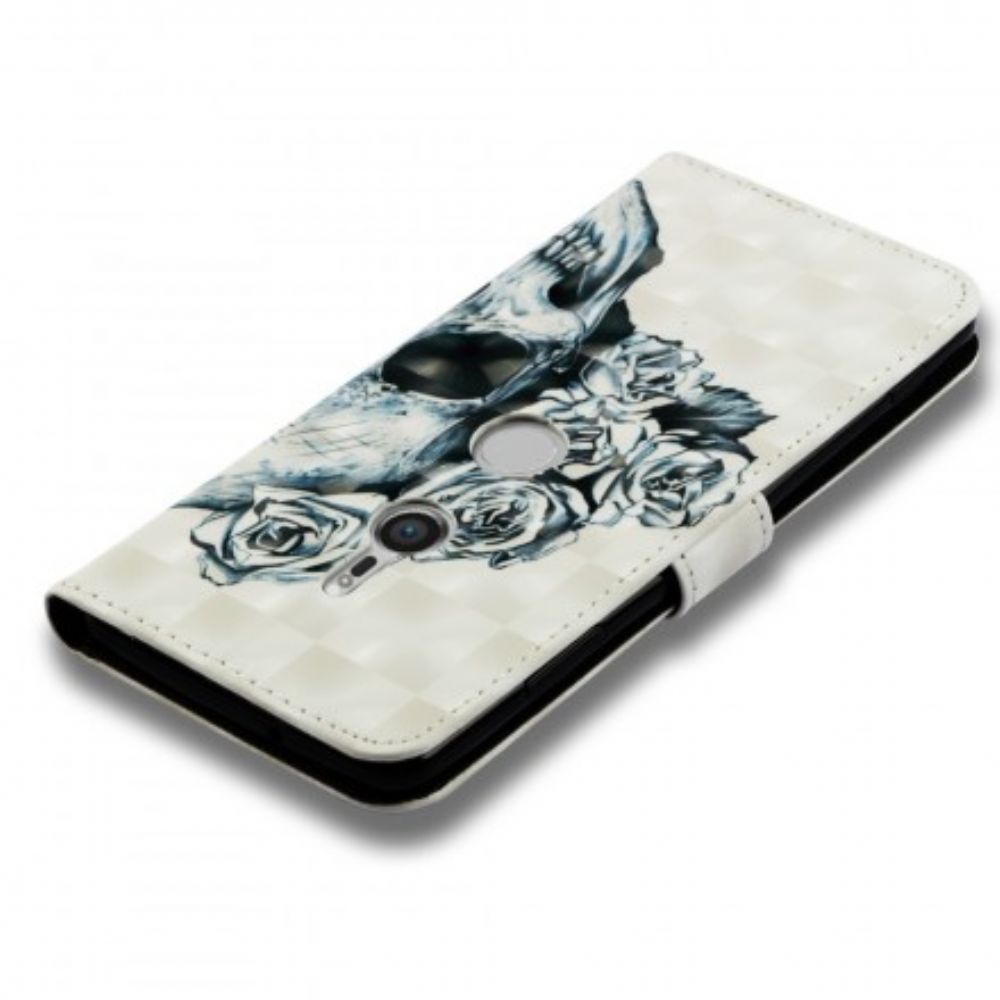 Flip Case voor Sony Xperia XZ3 Bloemenschedel