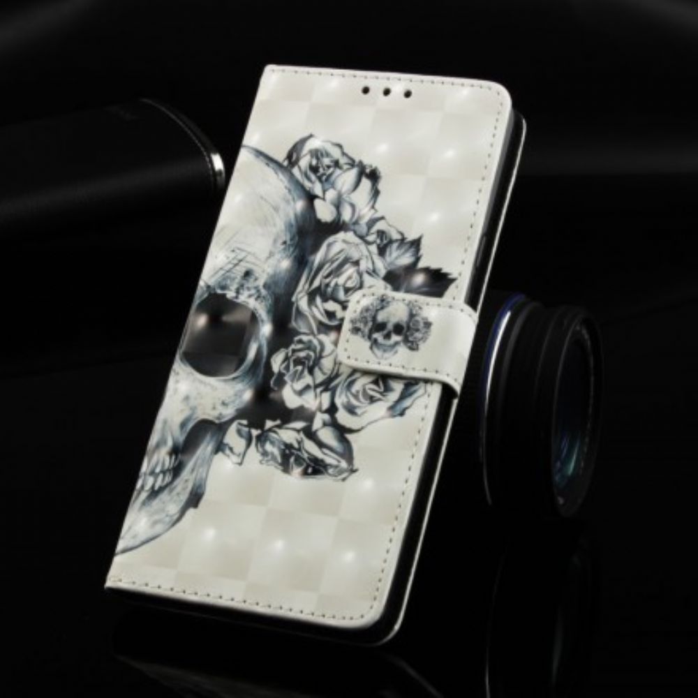 Flip Case voor Sony Xperia XZ3 Bloemenschedel