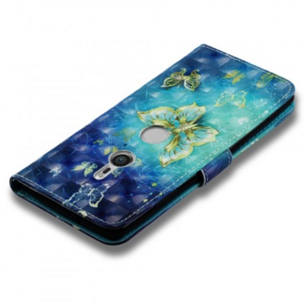 Folio-hoesje voor Sony Xperia XZ3 3d Gouden Vlinders